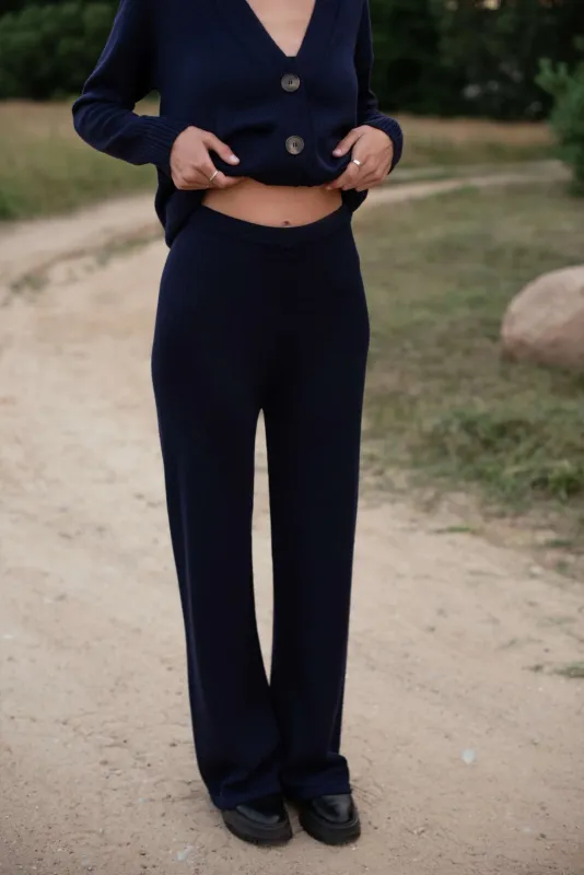 Merino wool wide-leg knitted pants sold by Ivalo.com