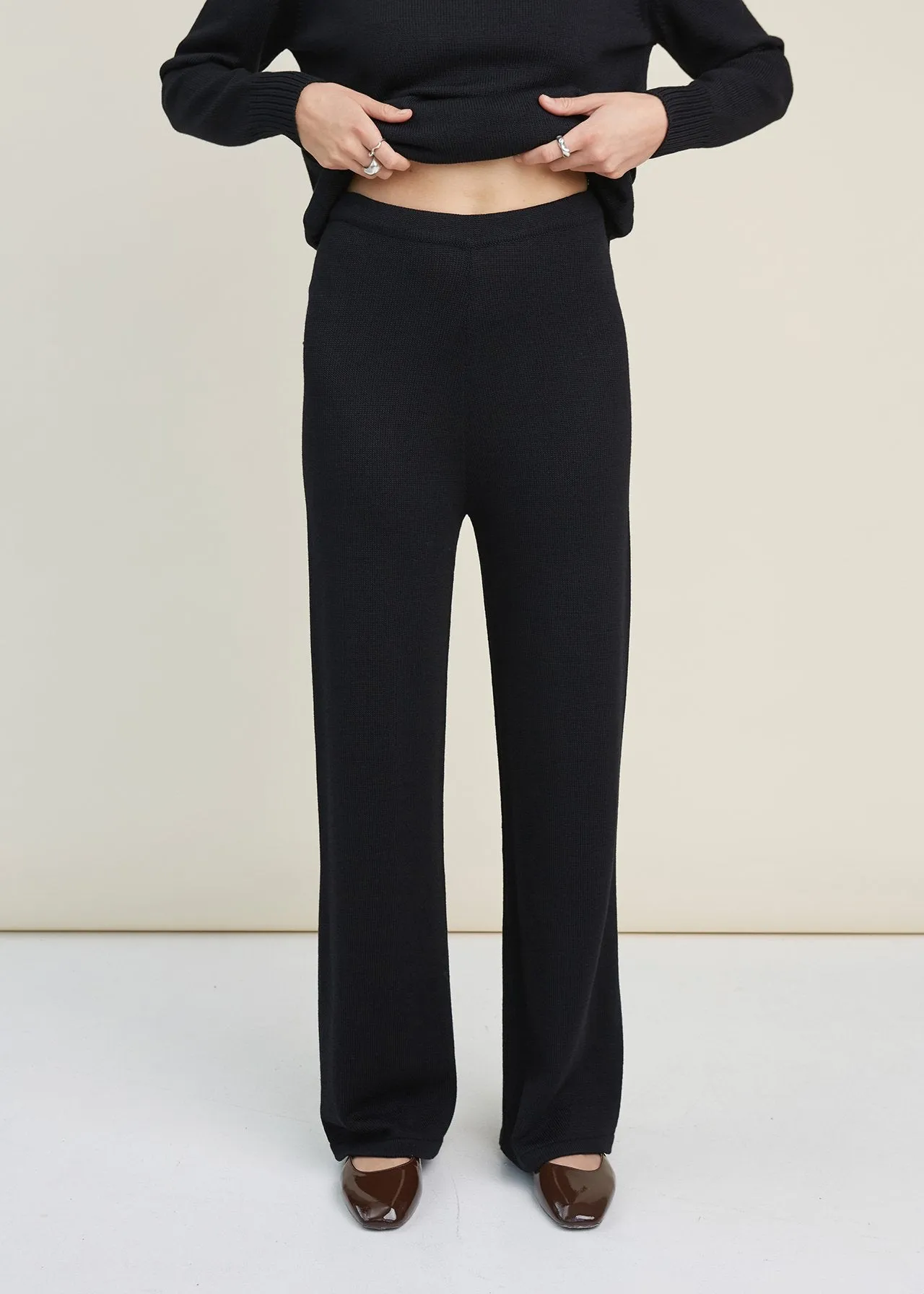 Knitted Merino Wool Pants and Sweater Set Black sold by Ivalo.com product image thumbnail 3