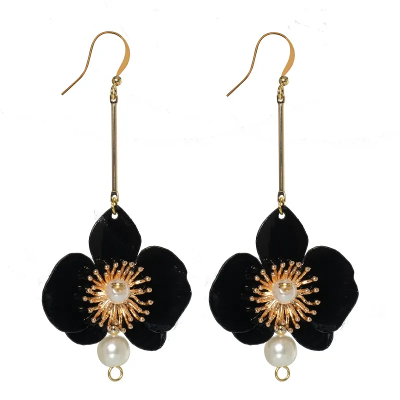Butterfly Orchid Pearl Earrings Black made by Ivalo.com