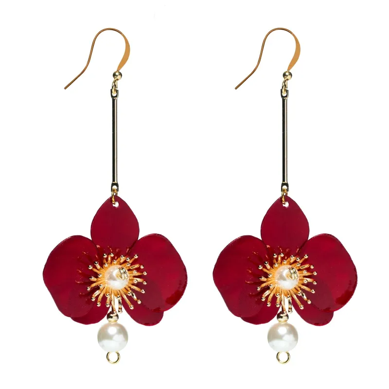 Butterfly Orchid Pearl Earrings Red made by Ivalo.com