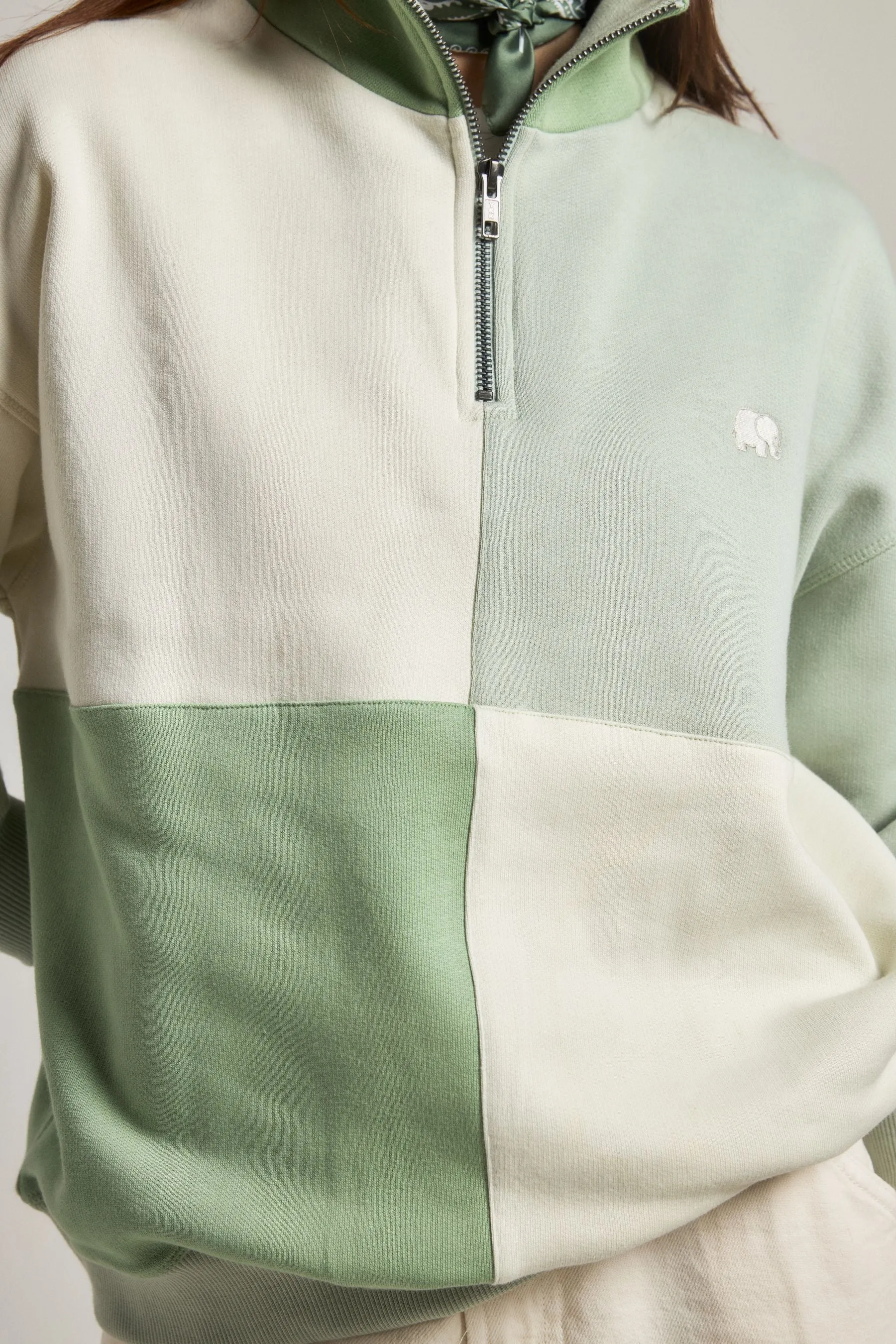 Color Block Women's Quarter Zip Oversized Sweatshirt Sea Glass sold by Ivalo.com product image thumbnail 4