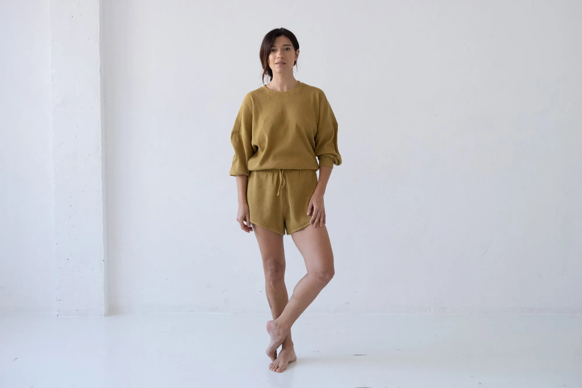 Helmut Oversized Waffle Sweatshirt Mustard sold by Ivalo.com product image thumbnail 4