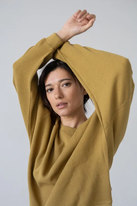 Helmut Oversized Waffle Sweatshirt Mustard made by Ivalo.com