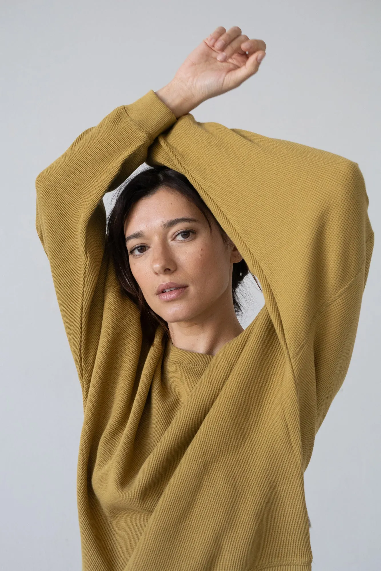 Helmut Oversized Waffle Sweatshirt Mustard sold by Ivalo.com