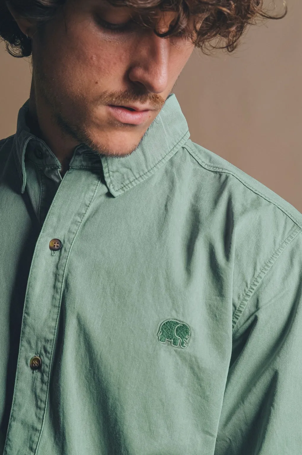 Postiguet Pigment Dyed Twill Shirt Eucaliptus sold by Ivalo.com product image thumbnail 4