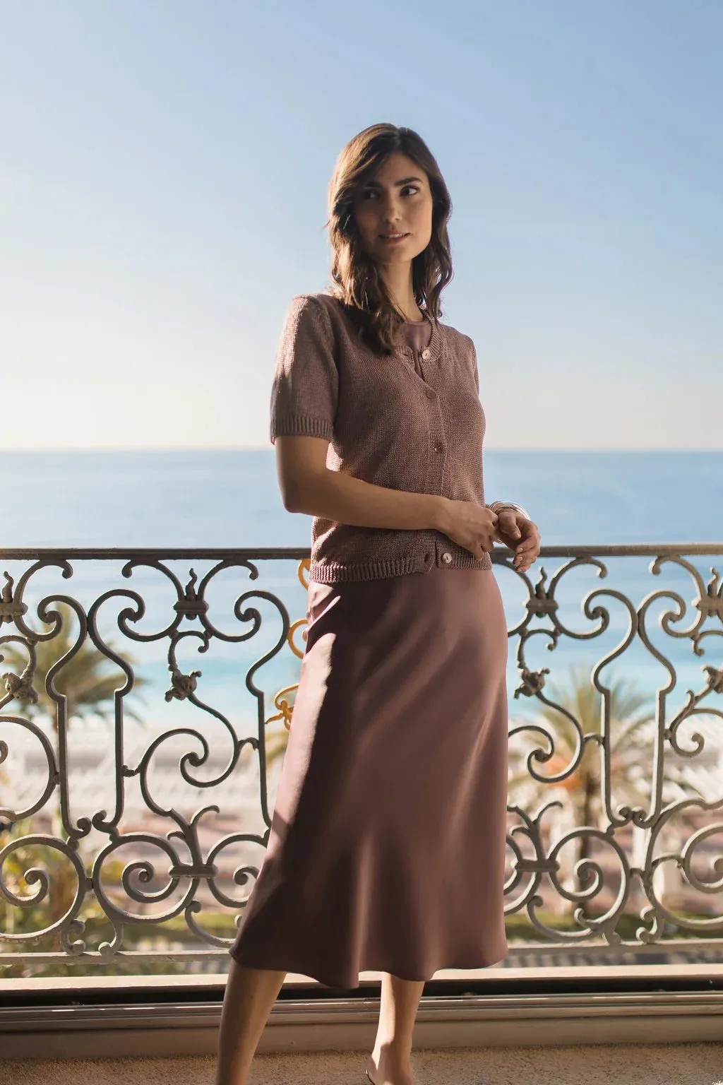 Short Sleeve Linen Blend Cardigan Mauve sold by Ivalo.com product image thumbnail 4