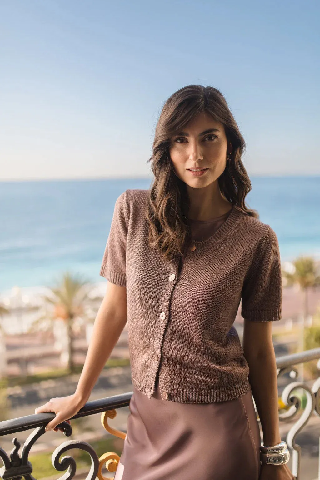 Short Sleeve Linen Blend Cardigan Mauve sold by Ivalo.com product image thumbnail 3