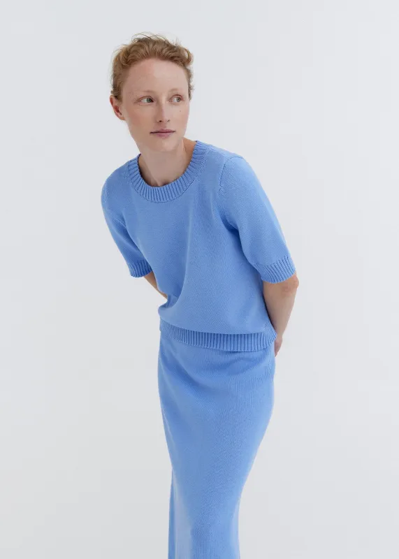 Knitted Cotton Short Sleeve Top Sky made by Ivalo.com