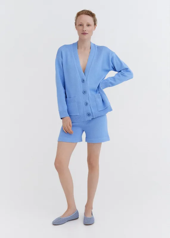 Knitted Cotton Cardigan and Shorts Set Sky made by Ivalo.com
