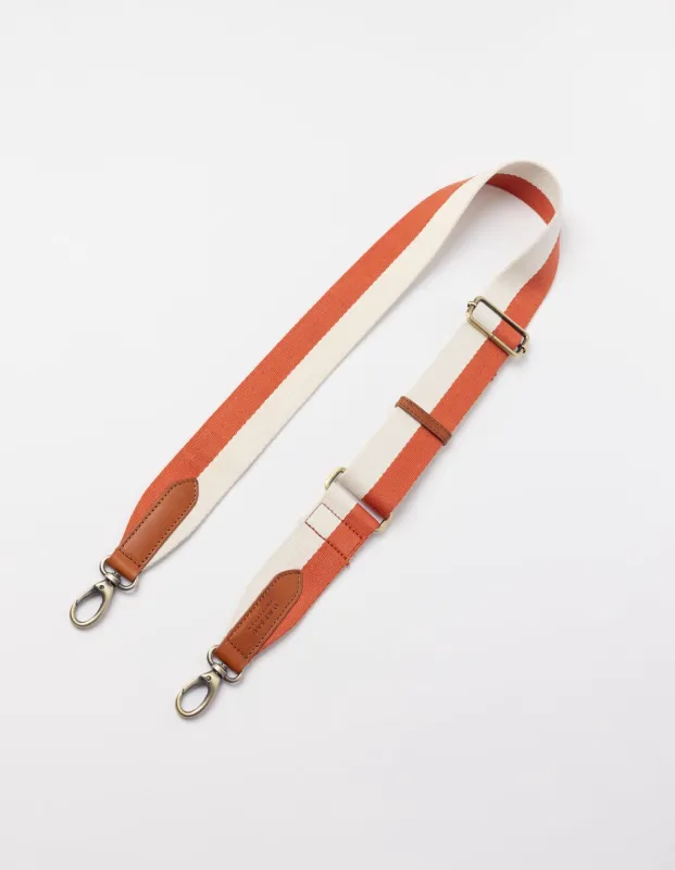 Striped Webbing Strap Copper & White / Cognac Classic Leather made by Ivalo.com