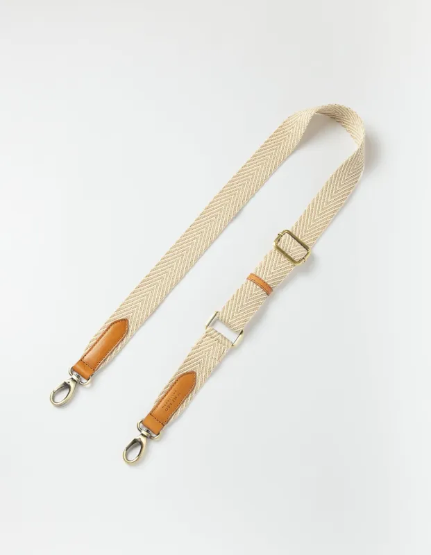 Herringbone Webbing Strap Sand & Cognac Classic Leather made by Ivalo.com