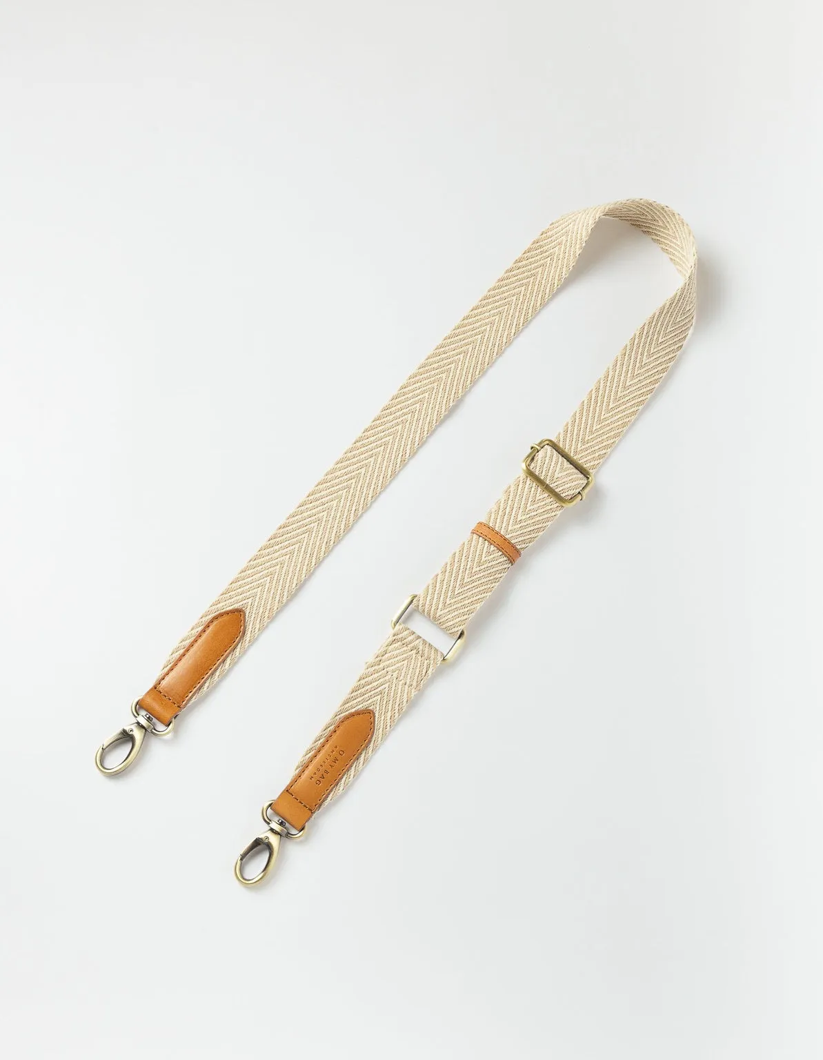 Herringbone Webbing Strap Sand & Cognac Classic Leather sold by Ivalo.com