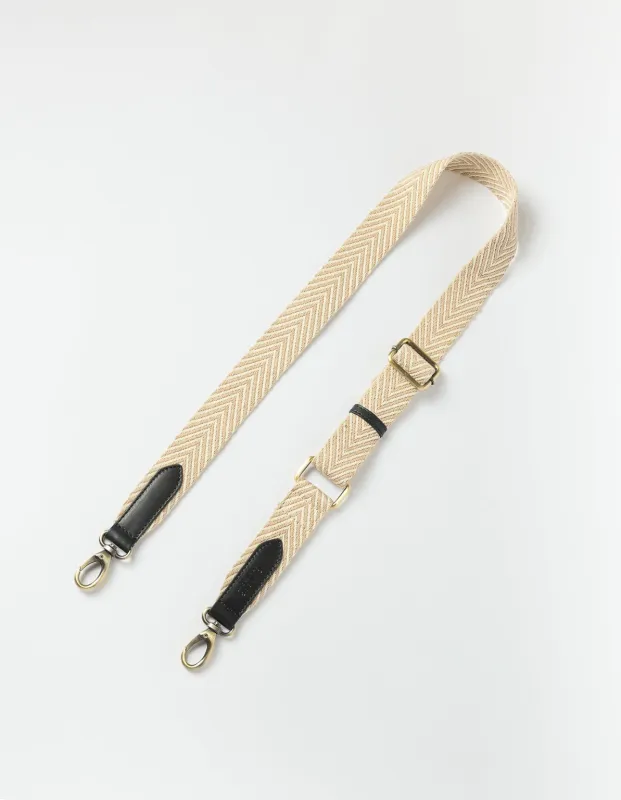 Herringbone Webbing Strap Sand & Black Classic Leather made by Ivalo.com
