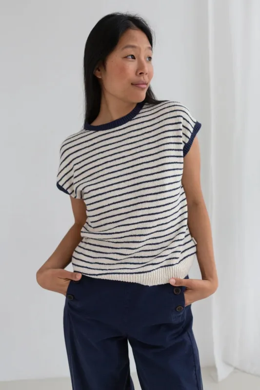 Marinella Knit Cobalt Stripes made by TWOTHIRDS