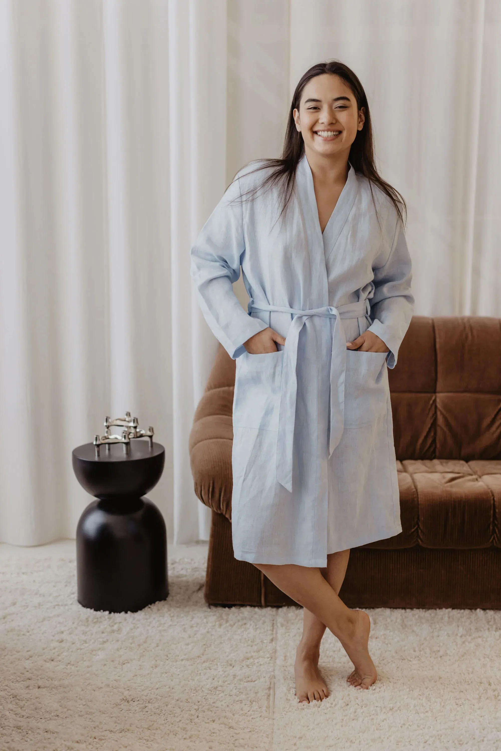 Delčia Women's Linen Bathrobe sold by Ivalo.com product image thumbnail 4