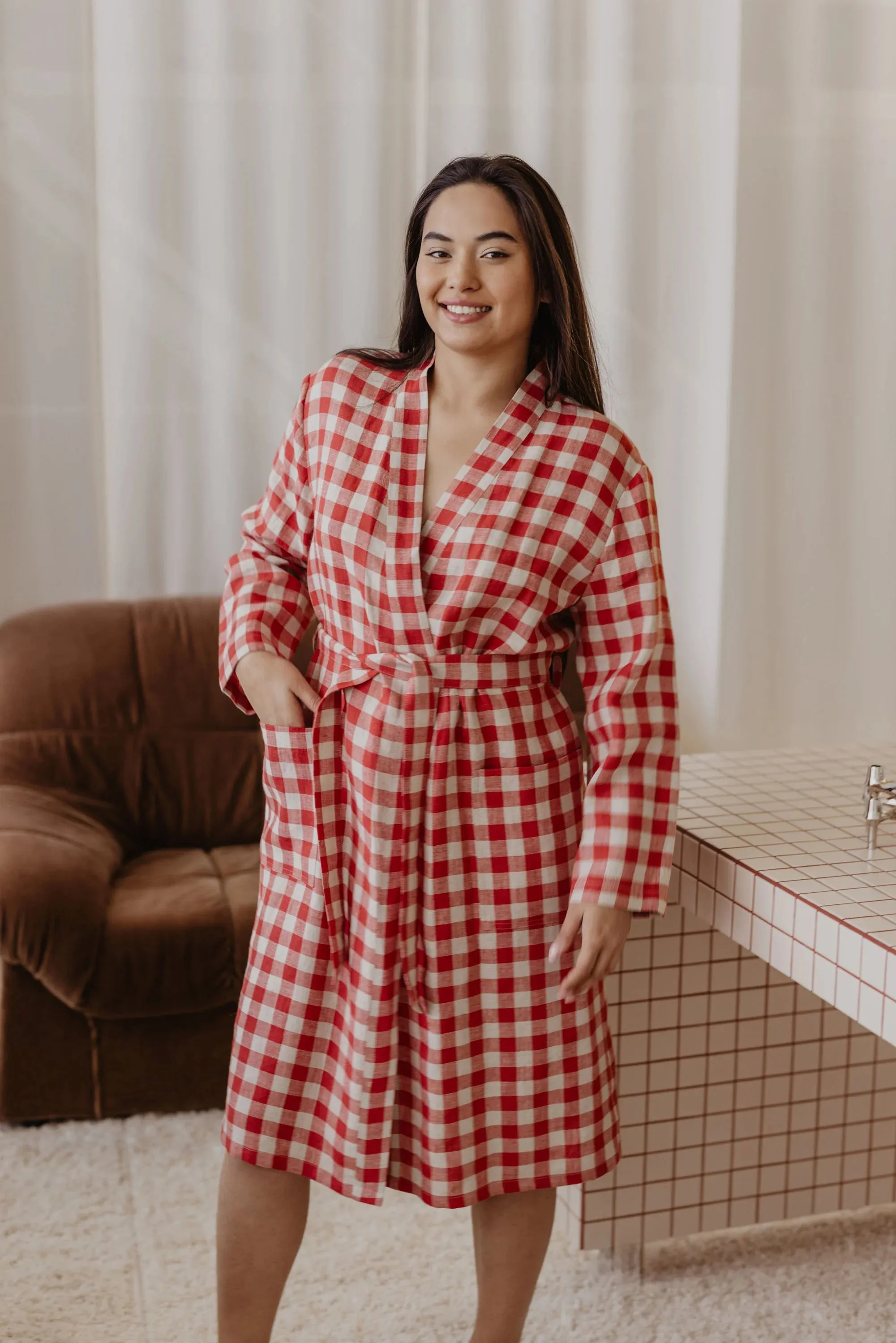 Delčia Women's Linen Bathrobe sold by Ivalo.com product image thumbnail 3
