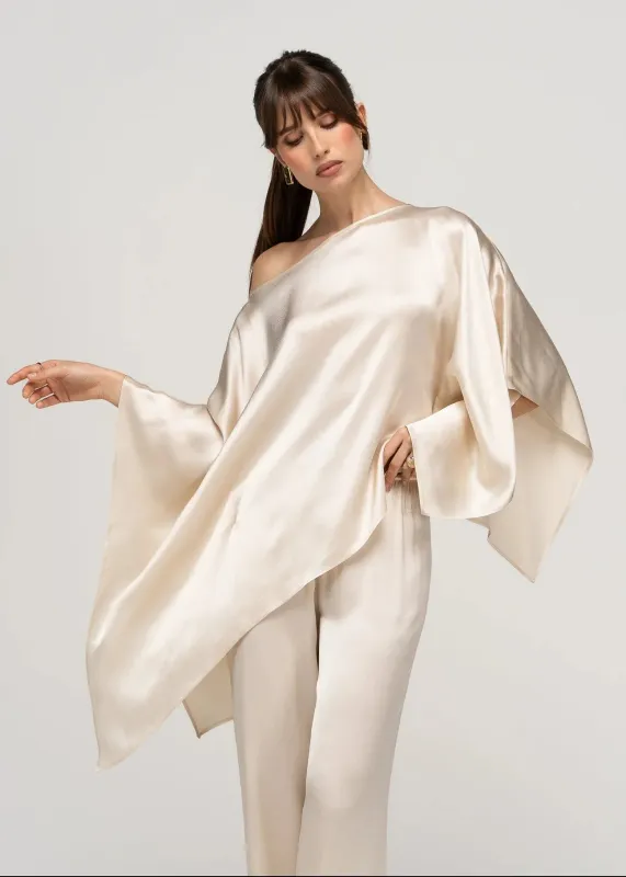 Giulia Satin Cape Top Champagne Beige made by Ivalo.com