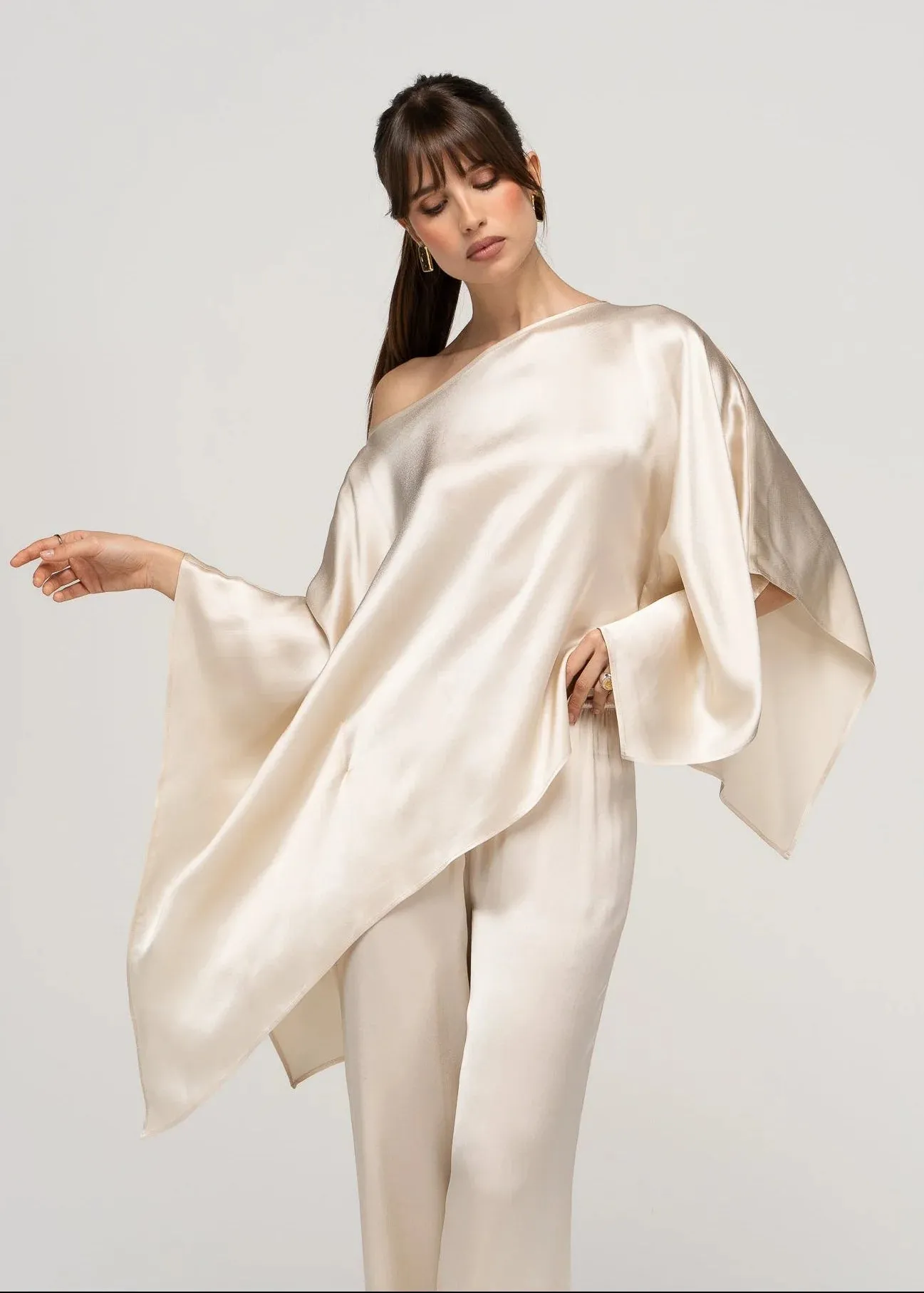 Giulia Satin Cape Top Champagne Beige sold by Ivalo.com