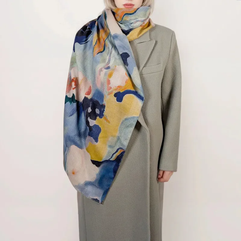 Painted Flower Scarf Multicolor made by Ivalo.com