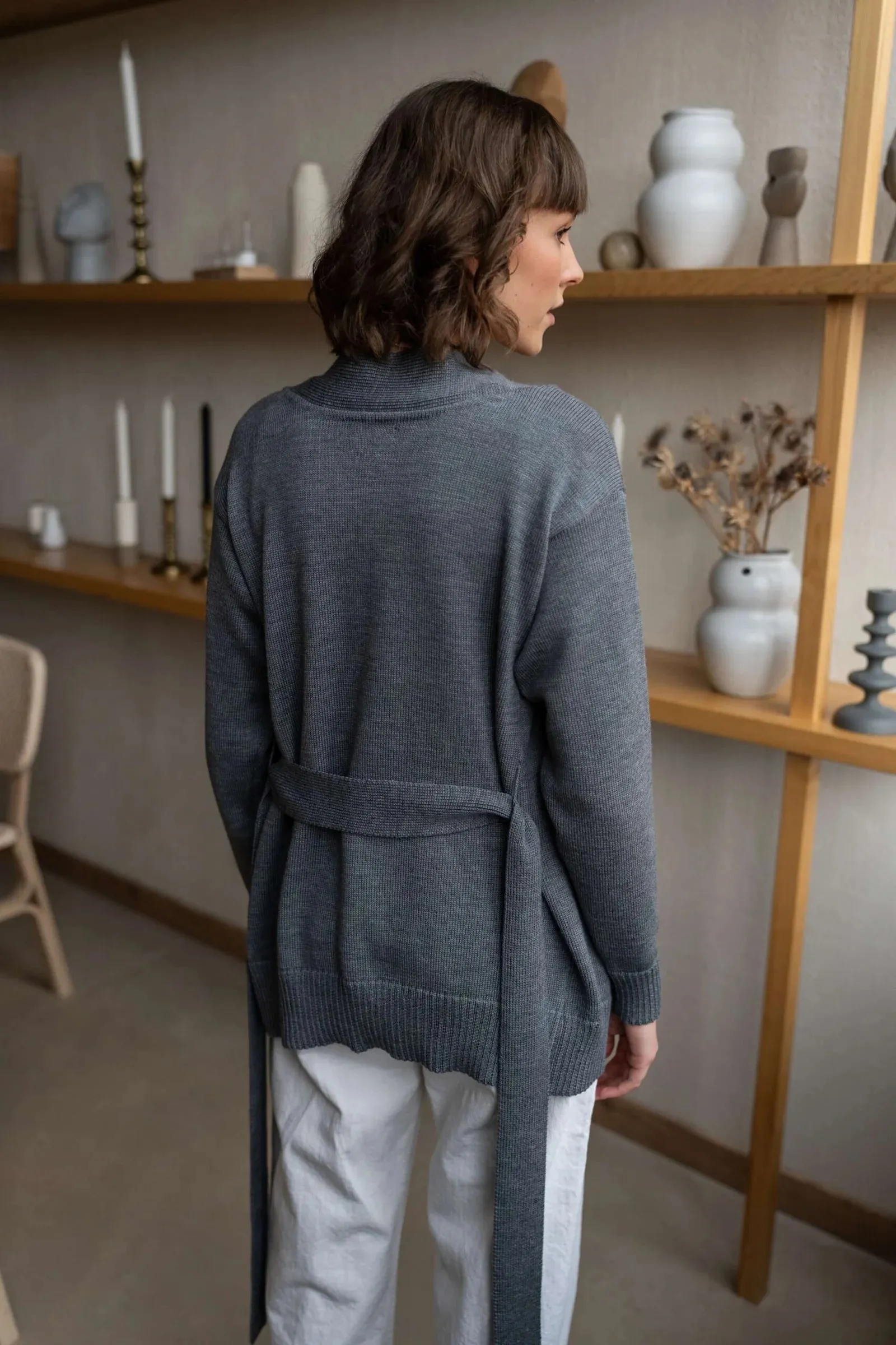 Wrap Cardigan with Belt Grey sold by Ivalo.com product image thumbnail 2