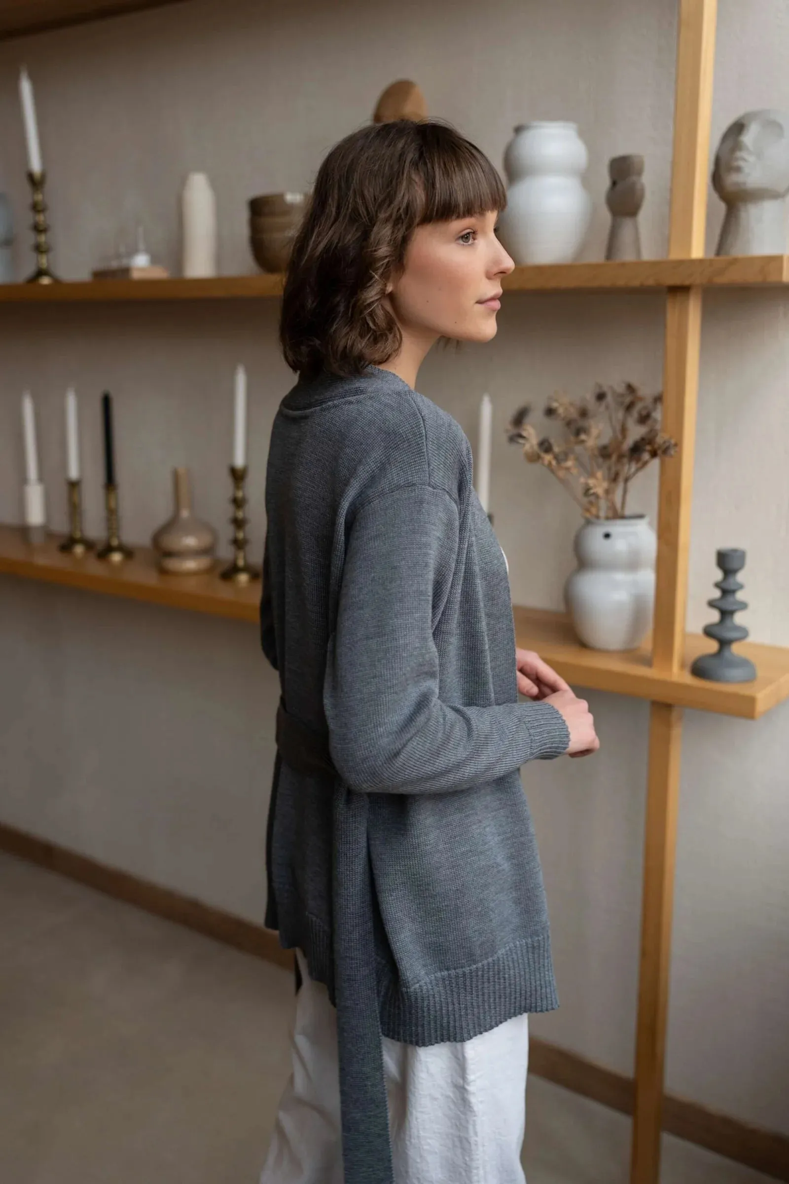 Wrap Cardigan with Belt Grey sold by Ivalo.com product image thumbnail 4
