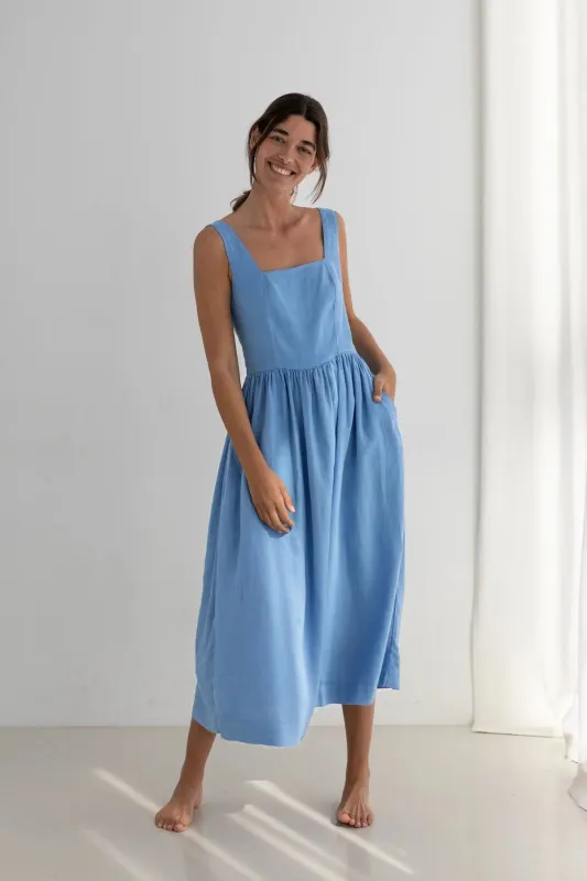 Formentera Dress Denim Blue made by TWOTHIRDS