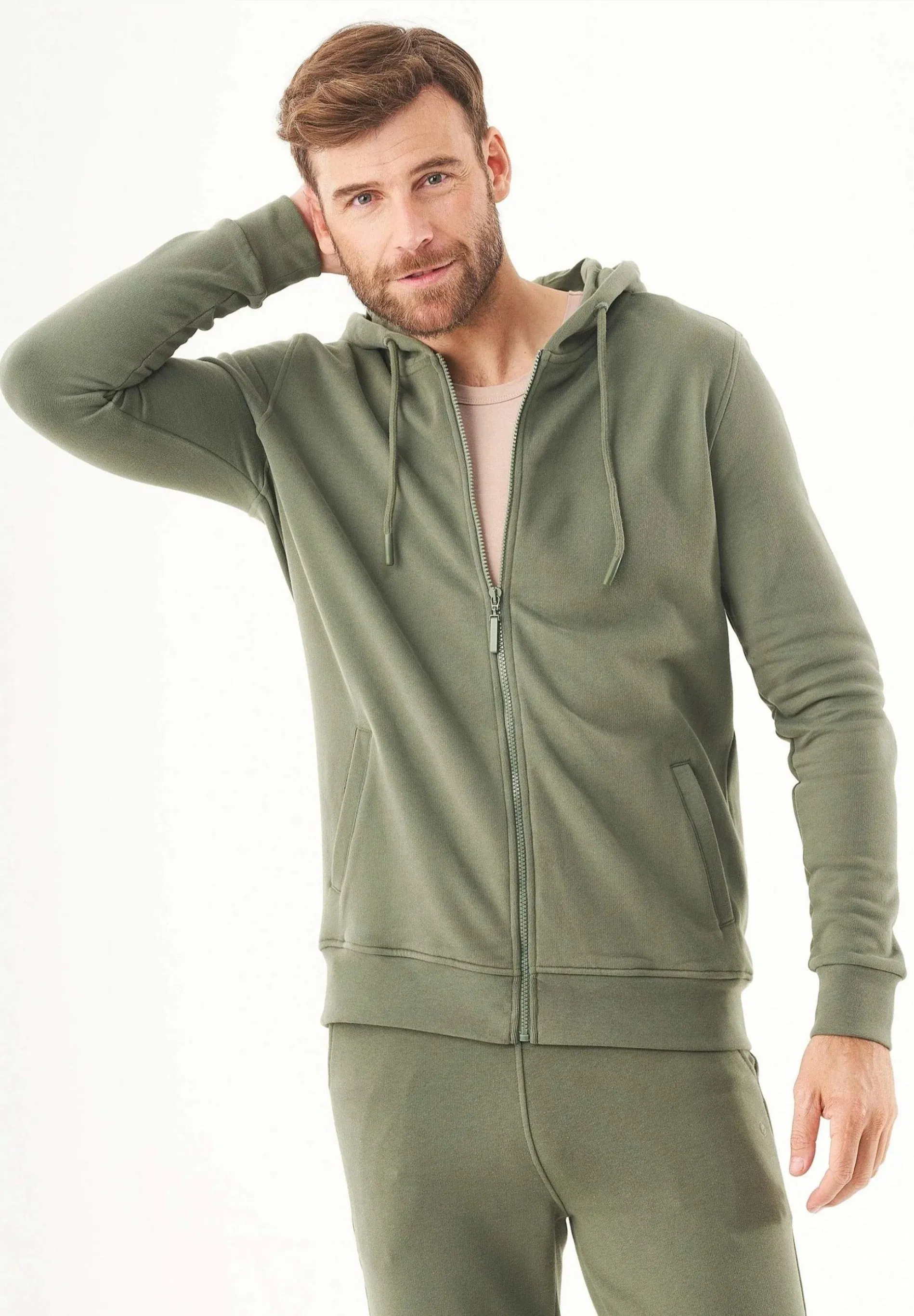 Men's Soft Touch Hoodie Mid Olive Green sold by Ivalo.com