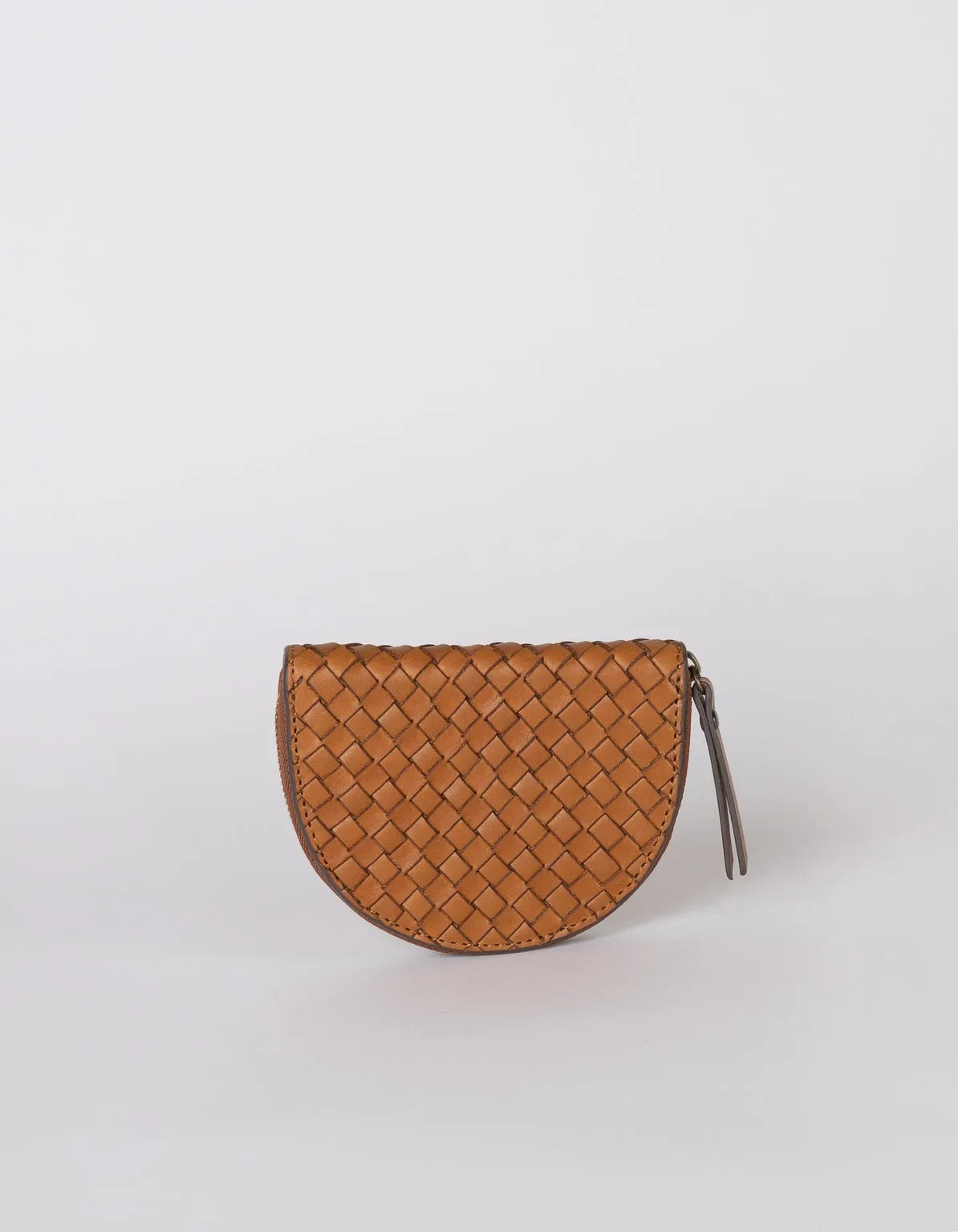 Laura Coin Purse Cognac Woven Classic Leather sold by Ivalo.com