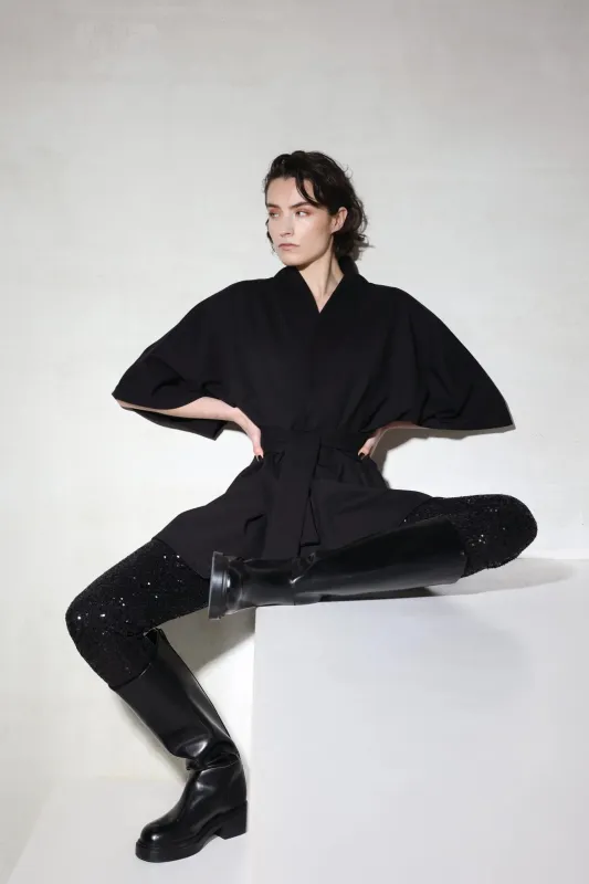 Ava Kimono Jacket Black made by Nola