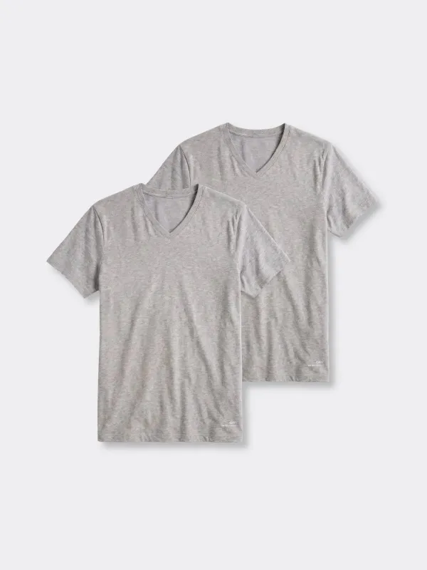 Men's Stretch V-Neck T-Shirt 2-pack Grey made by Ivalo.com