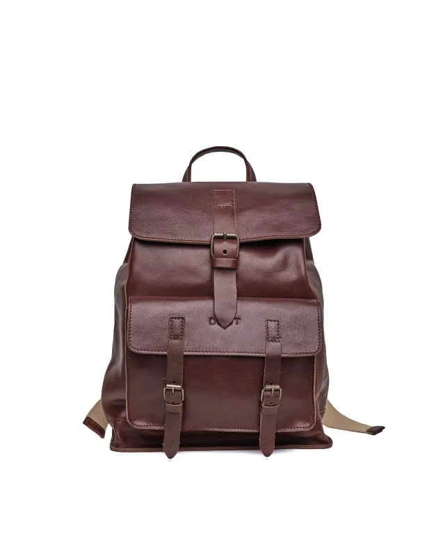 Cheyenne Collection Leather Backpack Dark Brown made by Ivalo.com
