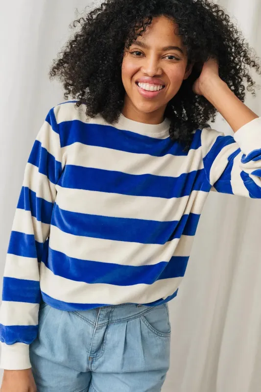 Hawi Sweatshirt Ultramarine Stripes made by TWOTHIRDS