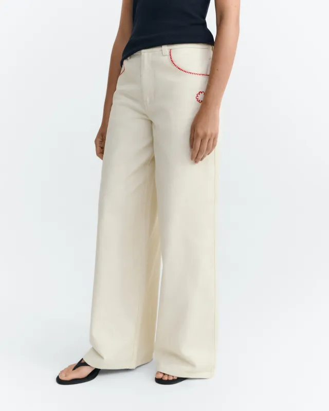 Hedda Pants Hand-Embroidered made by Thinking Mu
