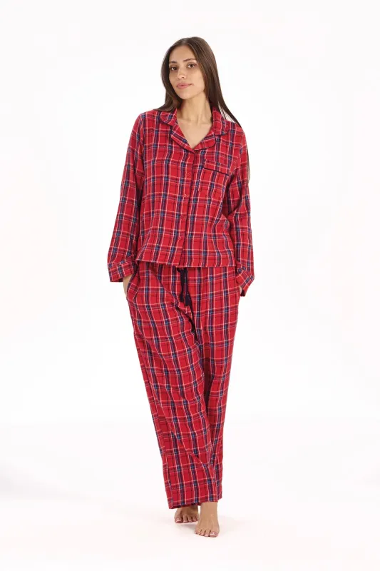 Jim Jam Women's Organic Cotton Pyjama Set Red made by Ivalo.com
