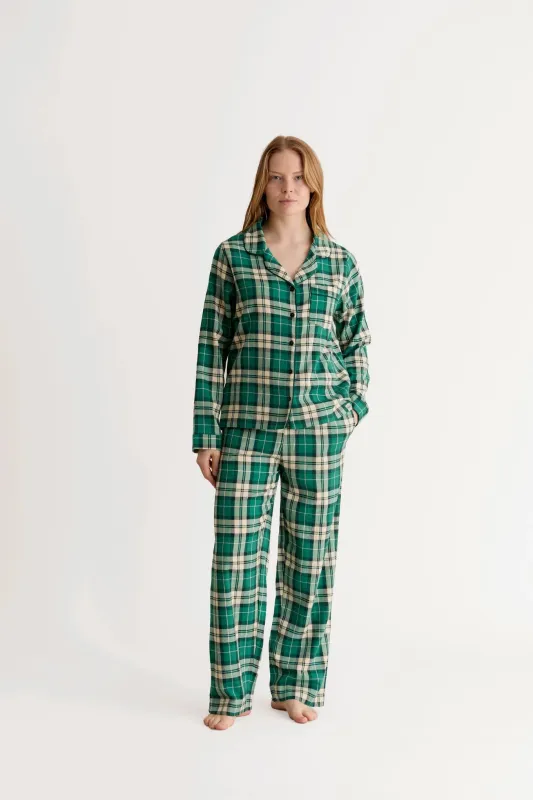 Jim Jam Women's Organic Cotton Pyjama Set Green made by Ivalo.com