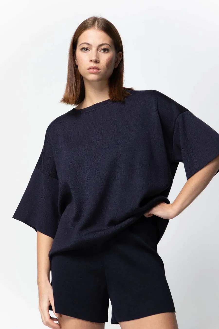 Merino Tencel T-Shirt Navy Blue sold by Ivalo.com