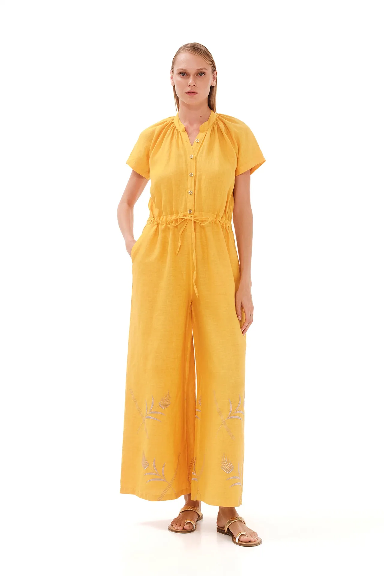 Linen Jumpsuit Yellow sold by Ivalo.com