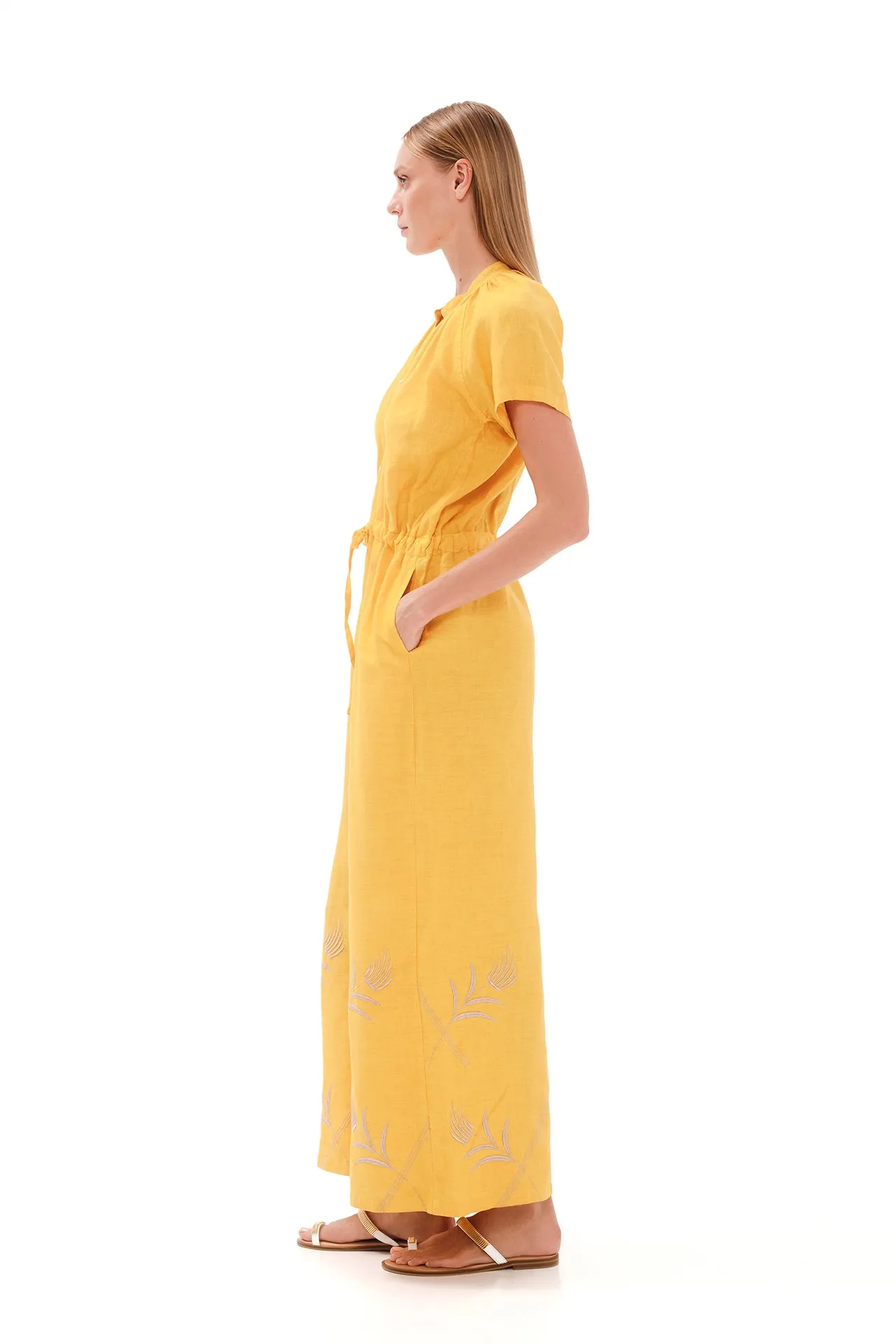 Linen Jumpsuit Yellow sold by Ivalo.com product image thumbnail 3
