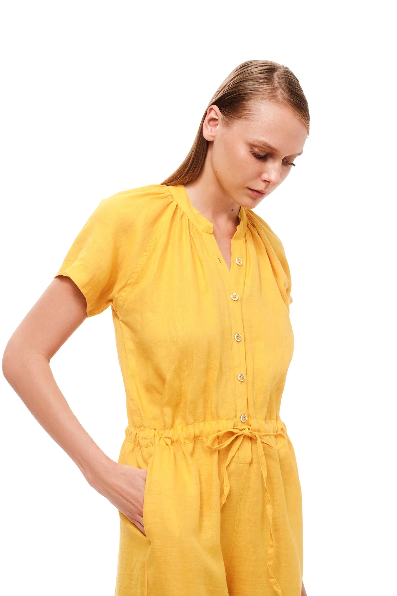 Linen Jumpsuit Yellow sold by Ivalo.com product image thumbnail 4