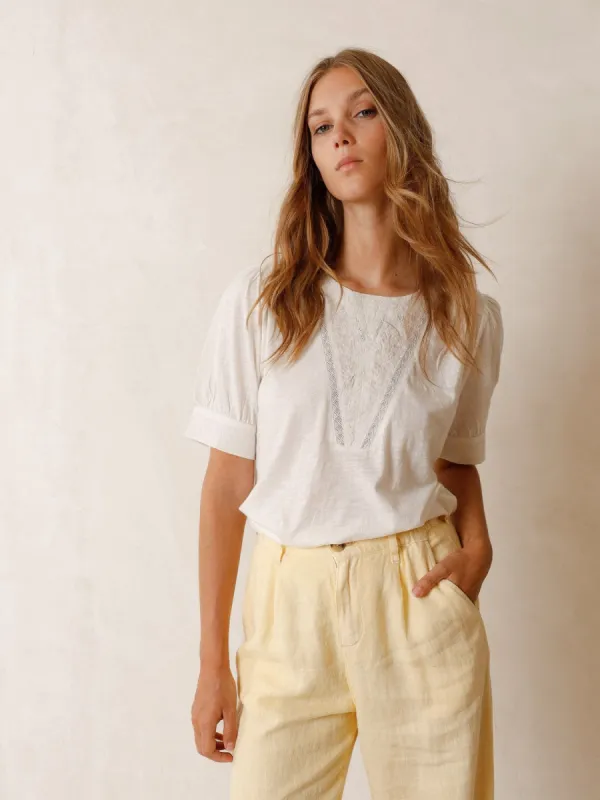 Combination Embroidery Shirt White sold by Ivalo.com