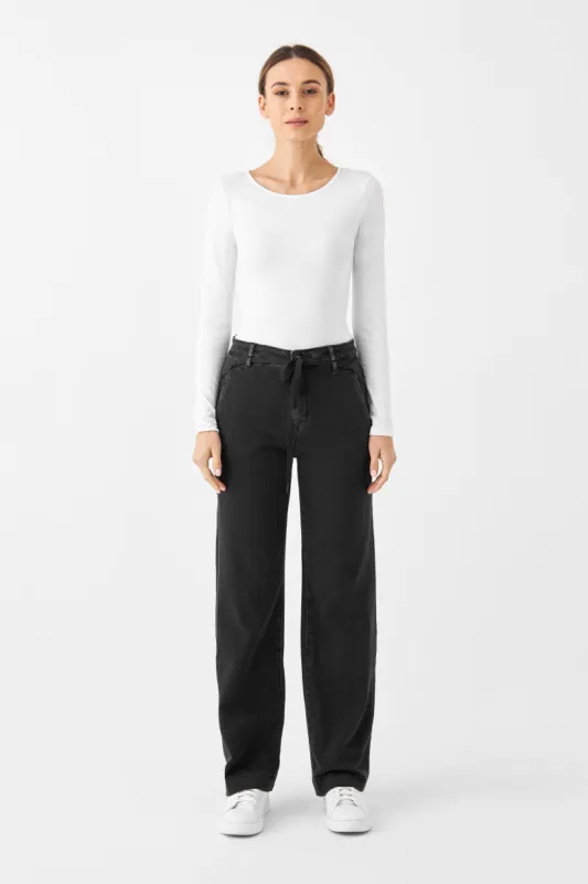 Dew Flared Soft Denim Jeans French Pocket Black sold by Ivalo.com