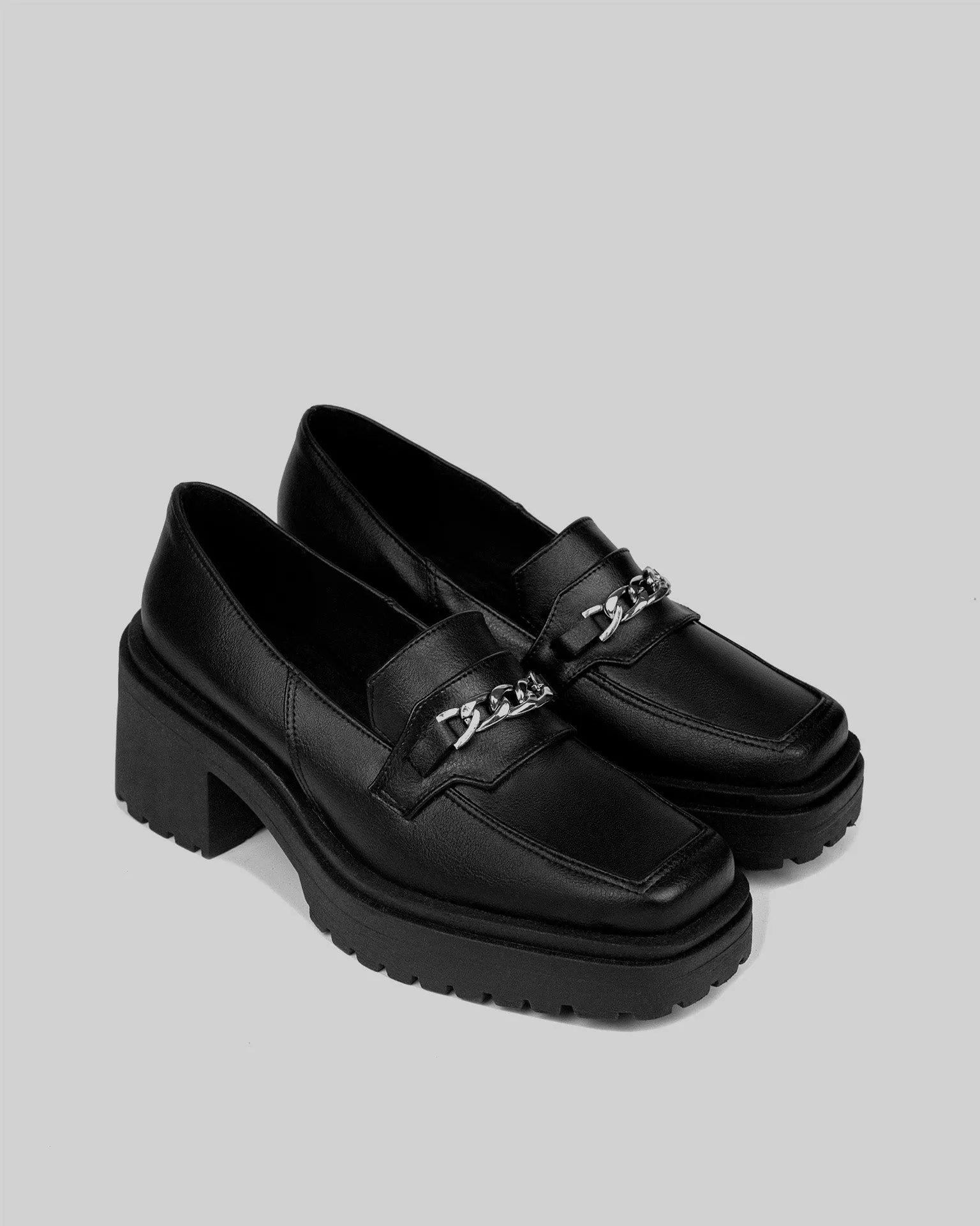 Squared Chunky Loafers Black Vegan Women's Loafers Shoes sold by Ivalo.com product image thumbnail 3