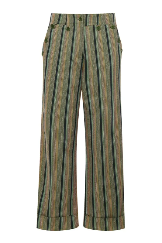Tansy Cotton Trousers Stripes Green sold by Ivalo.com