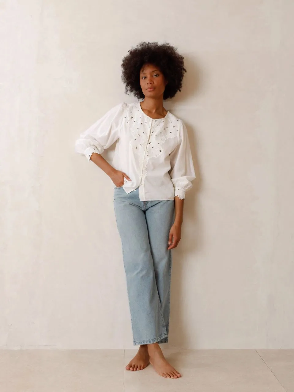 Embroidered Cutout Shirt White sold by Ivalo.com