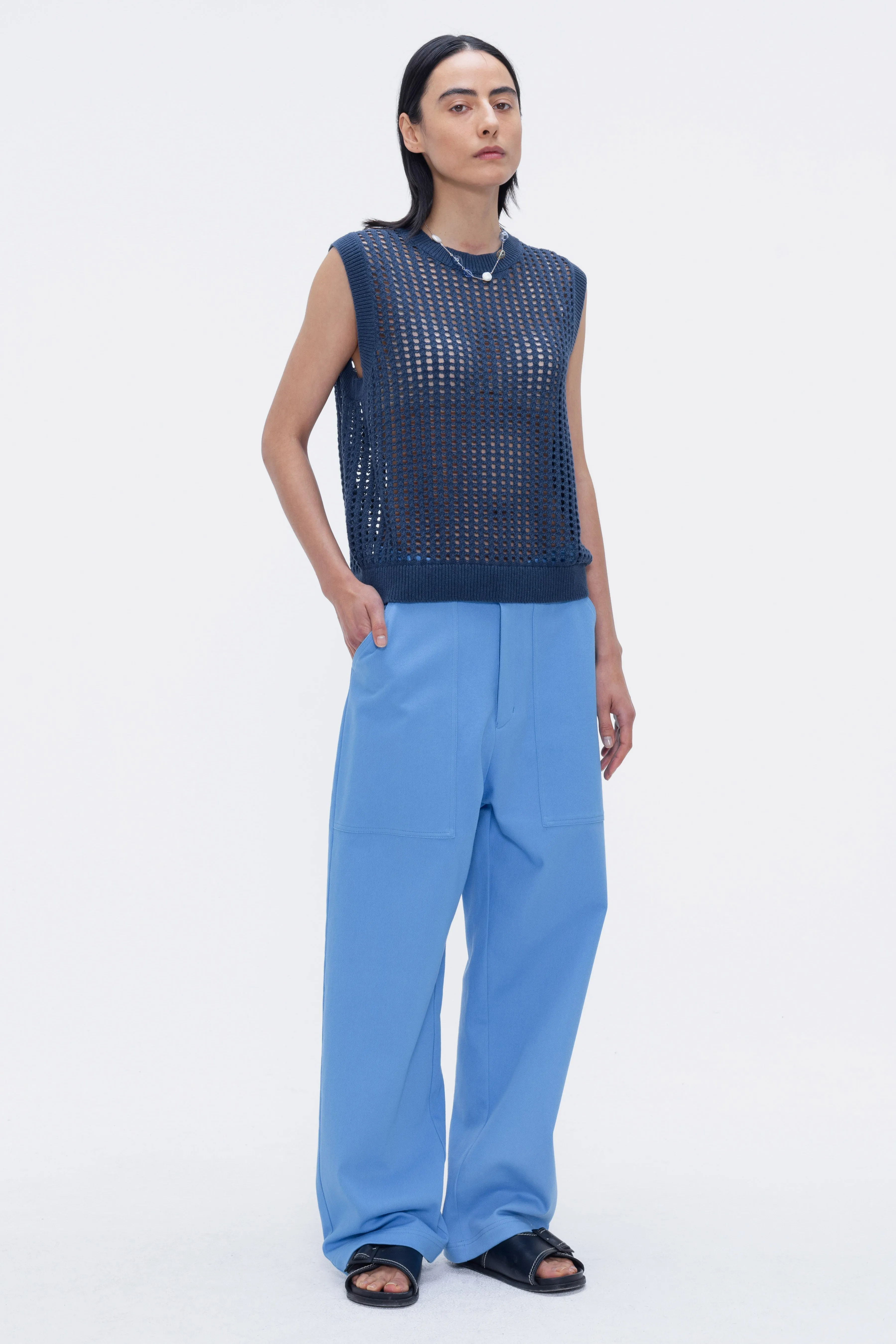 Margaret Crochet Vest Navy sold by Ivalo.com