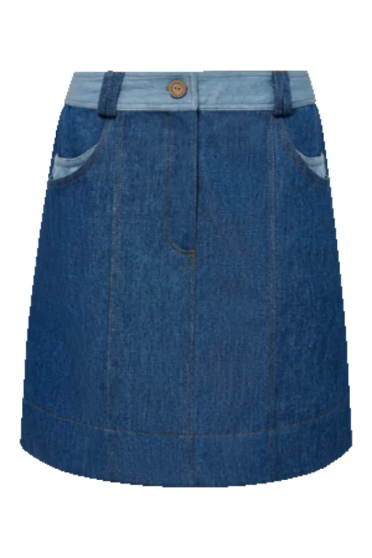 Margot Cotton Patchwork Skirt Blue sold by Ivalo.com