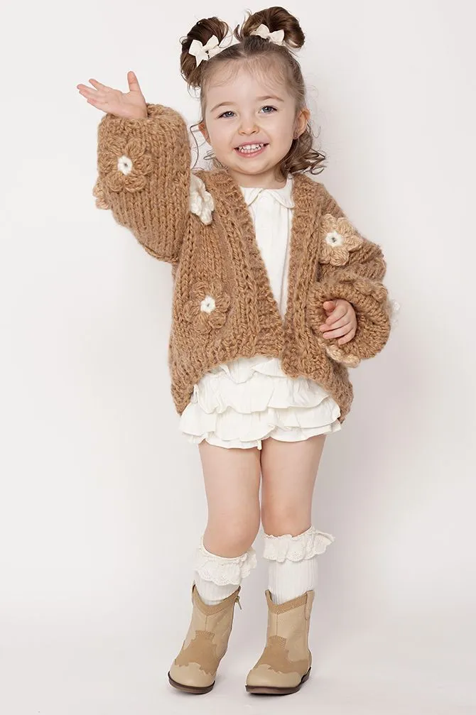 Petit Handmade Flower Sweater Camel sold by Ivalo.com