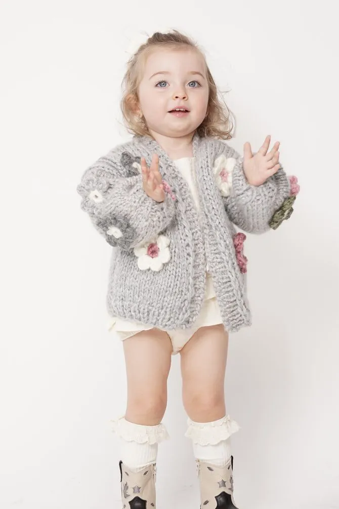 Kids' Petit Handmade Flower Sweater Grey sold by Ivalo.com