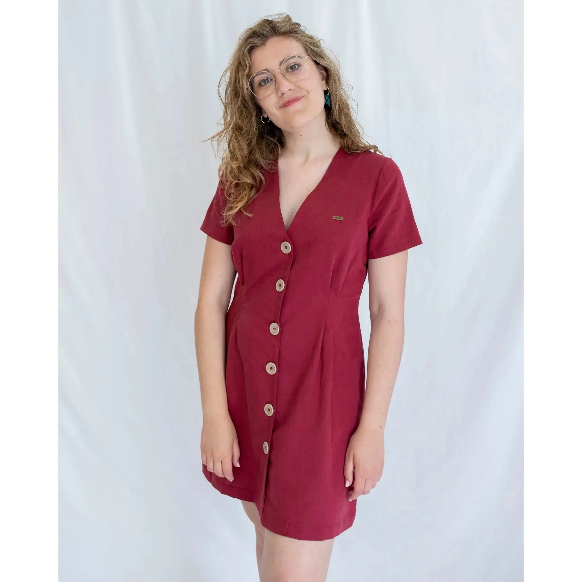 Short Linen Dress Cherry Red sold by Ivalo.com product image thumbnail 3