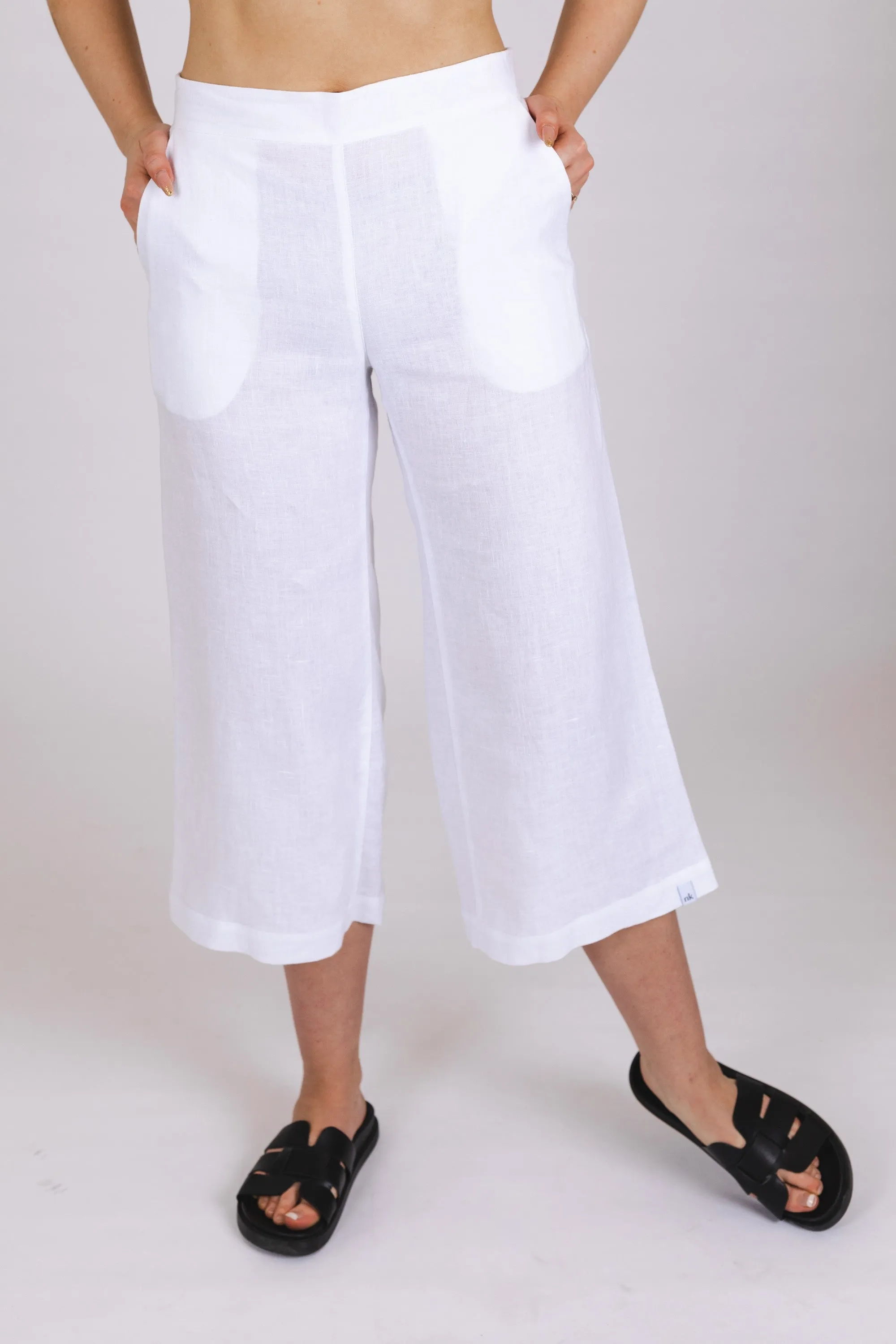 Culottes Linen Trousers Coconut Milk White sold by Ivalo.com product image thumbnail 3